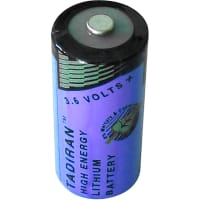 Dantona Industries, Inc. Battery, Non-Rechargeable, 2/3 AA, Lithium, 3.6 VDC, 1.45Ah, Pressure Contact, 