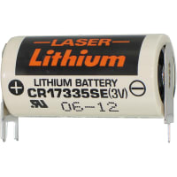 Dantona Industries, Inc. Non-Rechargeable, Cylindrical, Lithium, 3 VDC, 1.8Ah, 3 Pin