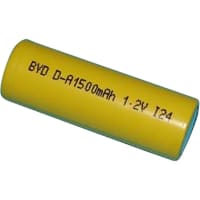 Dantona Industries, Inc. Battery, Rechargeable, A, Nickel-Cadmium, 1.2VDC, 1.5Ah, Pressure Contact, DantonaAF