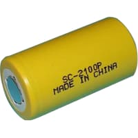 Dantona Industries, Inc. Battery, Rechargeable, C, Nickel-Cadmium, 1.2VDC, 2.1Ah, Flat Top