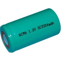 Dantona Industries, Inc. Battery, Rechargeable, Cylindrical, Ni-MH, 1.2 VDC, 3.3Ah, Flat Top, DANTONA Series