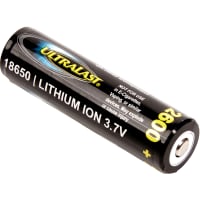 Dantona Industries, Inc. Battery, Lithium Ion, Rechargeable, 3.7V, 2600mAh, Crosses 18650, ICR18650, LIR1865