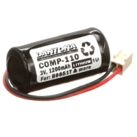 Dantona Industries, Inc. Battery, Lithium, 3 Volt, 1200mAh, CPU Memory, 2 Pin Connector