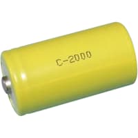 Dantona Industries, Inc. Battery, Rechargeable, C, Nickel-Cadmium, 1.2VDC, 2Ah, Pressure Contact, 