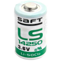 Dantona Industries, Inc. Battery, Non-Rechargeable, 1/2 AA, Lithium Thionyl Chloride, 3.6 VDC, 1.2Ah, SAFTLS