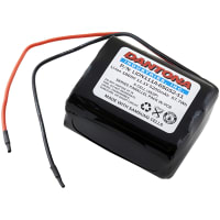 Dantona Industries, Inc. Battery, Lithium Ion, 11.1VDC, 5.2Ah, Lead Wires