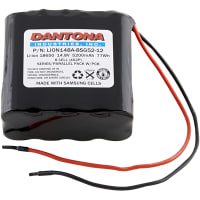 Dantona Industries, Inc. Battery, Lithium Ion, 14.8VDC, 5.2H, Lead Wires