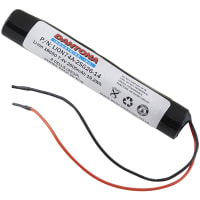 Dantona Industries, Inc. Battery, Lithium Ion, 7.4VDC, 2600mAh, 2 Cell, Lead Wires