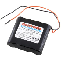 Dantona Industries, Inc. Battery, Lithium Ion, 7.4VDC, 5200mAh, 4 Cell, Lead Wires