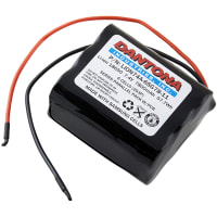 Dantona Industries, Inc. Battery, Lithium Ion, 7.4VDC, 7800mAh, 6 Cell, Lead Wires