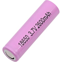 Dantona Industries, Inc. Battery, Rechargeable, Lithium Ion, 3.7 VDC, 2.6Ah, Pressure Contact, 