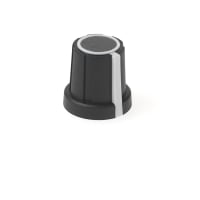 Davies Molding 18.5mm Wide, 18mm High Rubber Overmold Two-Shot Control Knob 6mm x 18 Teeth