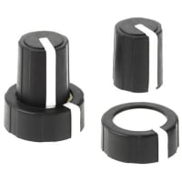 Davies Molding 18.3mm Wide 20.8mm High Rubber Overmold 2-Shot Control Knob M3.2 flatted to M2.5