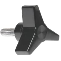 Davies Molding Knob, Thermoset, Triangle, Three Arm, 10-24 (Min.), 3/4, 1, 1-1/4 in.