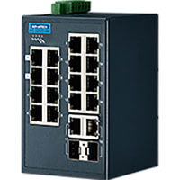 Advantech Ethernet Switch, Managed, 18 Port, Modbus/TCP, Wide Temp, 12-48 V, EKI Series