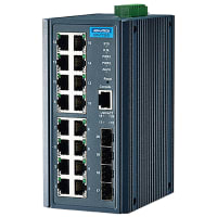 Advantech Managed Ethernet Switch, 20 Port, 12-48 VDC, Wide Temp, adesw, EKI Series