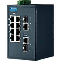 Advantech Ethernet Switch, Managed, 10 Port, Modbus/TCP, Wide Temp, 12-48 V, EKI Series