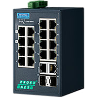 Advantech Ethernet Switch, Managed, 18 Port, 16x10/100M+2 GbE Comb, Ext Temp, EKI Series