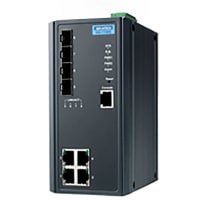 Advantech Ethernet Switch, Managed, 8 Port, 4xGbE+4 GbE SFP, 12 to 48 VDC, EKI Series