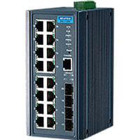 Advantech Ethernet Switch, Managed, 20 Port, 16x10/100M+4 GbE SFP, 12-48 VDC, EKI Series