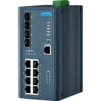 Advantech Managed 12 Port Ethernet PoE Switch, 8xRJ45 4xSFP, Wide Temp, adesw, EKI Series