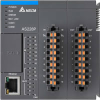 Delta Electronics CPU, PNP output, 1xEthernet, 2xRS-485 ports, 1xUSB port, 1xMicro SD interface, CAN