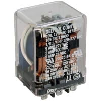 Deltrol Controls Relay, General Purpose, 166F, DPDT, 13A, 24VAC, .187 QC Terminals, Flange Cover