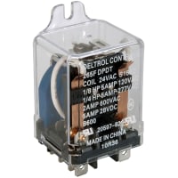 Deltrol Controls Relay, General Purpose, 267F, DPDT, 15A, 120VAC, .250 QC Terminals, Flange Cover