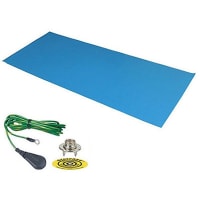 Desco DUAL LAYER RUBBER MAT, LIGHT BLUE 0.060''x36''x72'', W/GRND