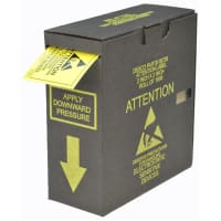 Desco 06735 - LABEL, ESD ATTENTION 2x2 ROLL OF 1000, W/DISPENSER BOX