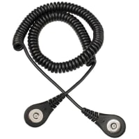 Desco Coiled Cord, Mag Snap, Mag Ground, Adj Elastic, Onyx, 12 ft.