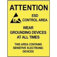 Desco Poster, Area Warning, 17 x 22 in., Yellow with Black