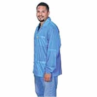 Desco Smock, 3 Pockets, Collar, and Conductive Cuff, Blue, Medium