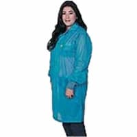 Desco Coat, 3 Pockets, Collar, and Conductive Cuff, Teal, Large