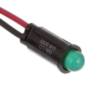 Dialight Panel Mount Indicator Green LED Dome 0.25" Wires 12 V Resistor 559 Series