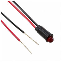 Dialight Indicator Panel Mount LED Mnt-Sz 0.25" Snap-In Red 12VDC Leads Integral Resistor