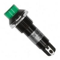 Dialight Panel Mount Indicator LED 0.492" Lock Washer & Nut Green 24VDC Solder Blade