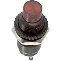 Dialight Indicator Panel Mount LED Mnt-Sz 0.375" Knurled Flange Nut Lock Washer & Nut Red