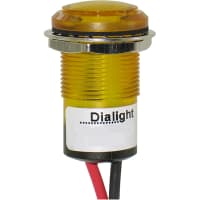 Dialight Indicator Pmnt 17.48mm Mounting Hole Size Yellow LED LeadWires Term 24Vdc