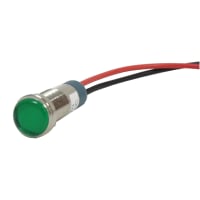 Dialight Panel Mount Indicator 1/2" Flat Green Lens 120VAC/VDC Wire Leads 656 Series