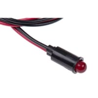 Dialight Panel Mount Indicator Red LED Dome 0.25" Wires 12 VDC Resistor 559 Series