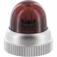 Dialight Indicator, Red, 0.83 in., 11/16 in., 0.86 in. (Max.), Brass, Fluted Transparent