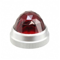 Dialight Indicator, Red, 1.2 in., 1 in., 1 in., Faceted Transparent, Brass