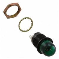 Dialight Indicator Panel Mount Incandescent Mnt-Sz 0.469" Washer & Nut Green Solder