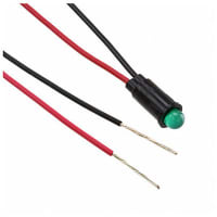 Dialight Panel Mount Indicator LED 0.25" Snap-In Green 12VDC Leads Integral Resistor