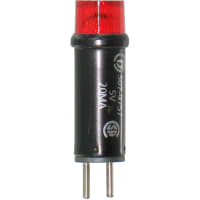 Dialight Indicator, Pnl Mnt, LED, Mnt-Sz 1.188", Cartridge, Red, 5V, Screw