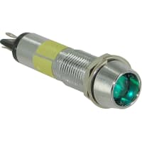 Dialight Panel Mount Indicator LED 0.366" Chrome Green Recessed 24V Solder 609 Series