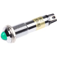 Dialight Panel Mount Indicator LED 0.366" Mnt Chrome Green 24VDC Solder 609 Series