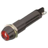 Dialight Indicator Panel Mount LED Mnt-Sz 0.366" Lock Washer & Nut Red 24VDC Solder Blade