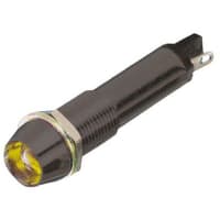 Dialight Panel Mount Indicator LED 0.366" Black Yellow Recessed 24V Solder 609 Series